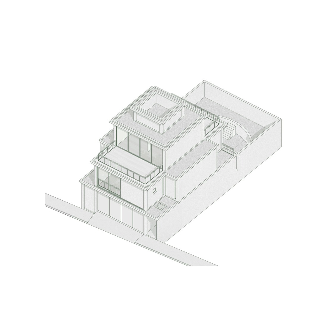 Axonométrica. Casa Tlaloc por López González. 
