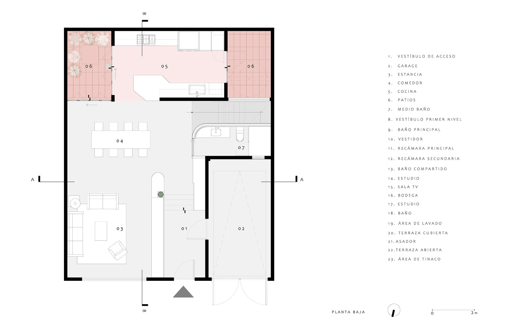 Ground floor plan. Xoltic House by AMASA Estudio.