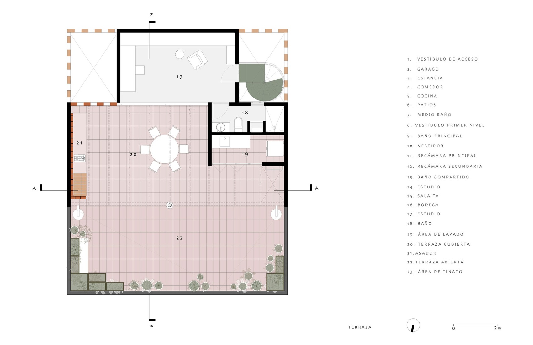 Second floor plan. Xoltic House by AMASA Estudio.