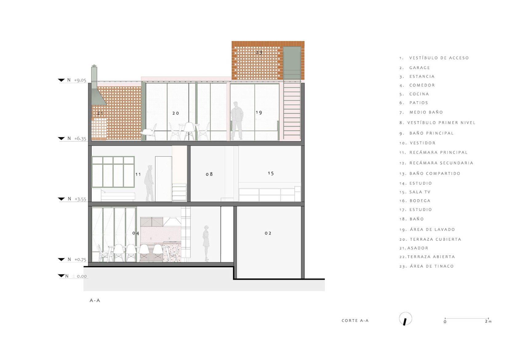 Section. Xoltic House by AMASA Estudio.