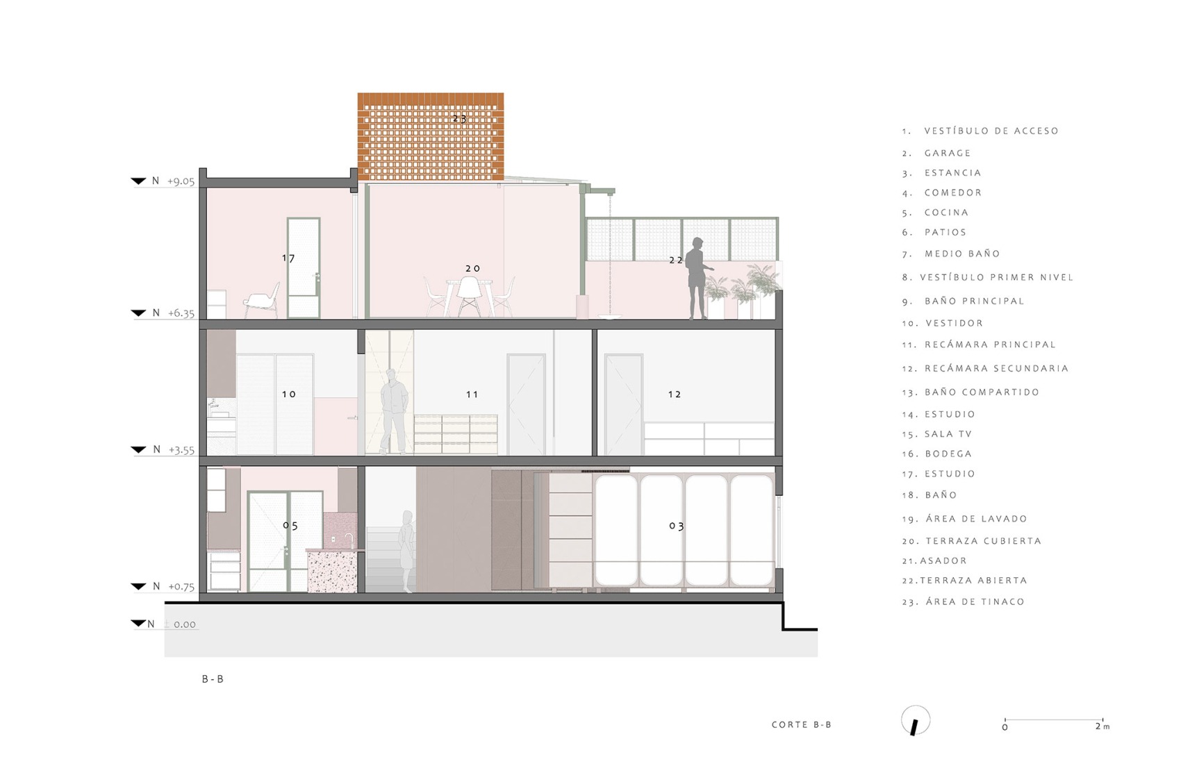 Section. Xoltic House by AMASA Estudio.
