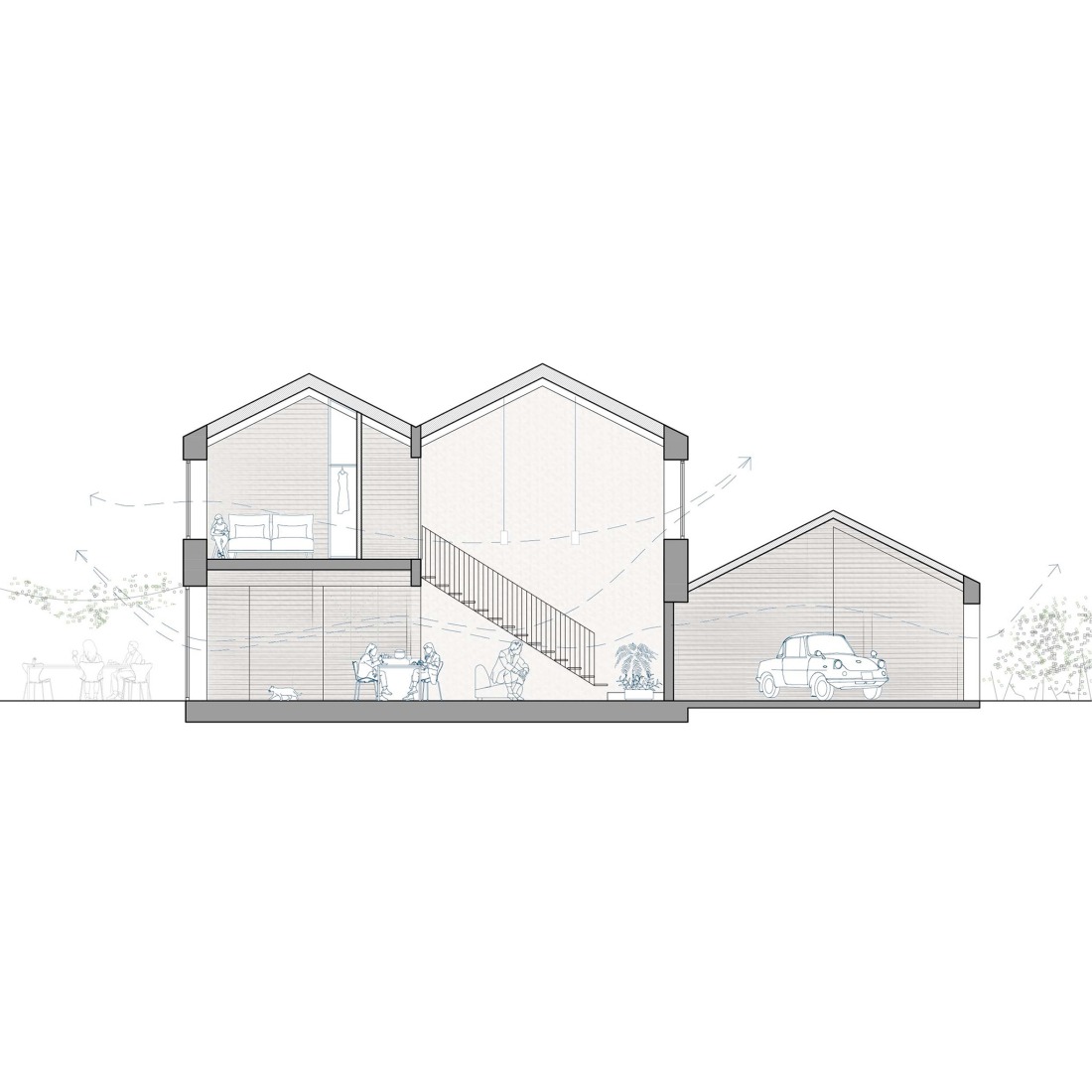 Sección. Casa Mundo por BEIRA Arquitectura.