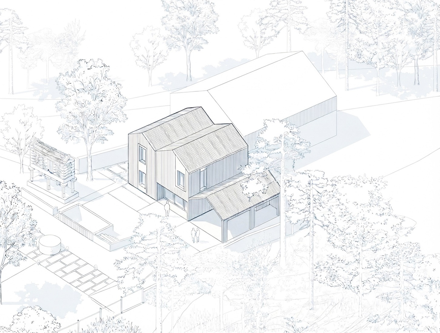 Axonometría. Casa Mundo por BEIRA Arquitectura.