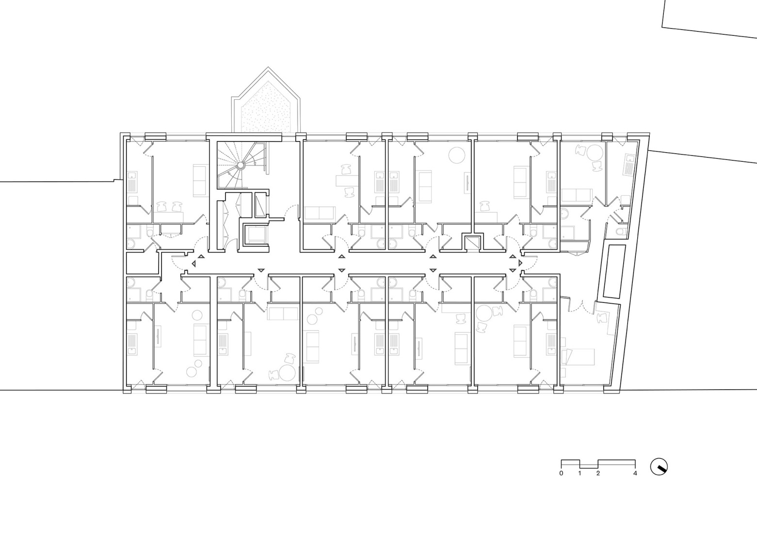 Typical floor plan. Thermal rehabilitation of a 49-unit apartment building by graal. 