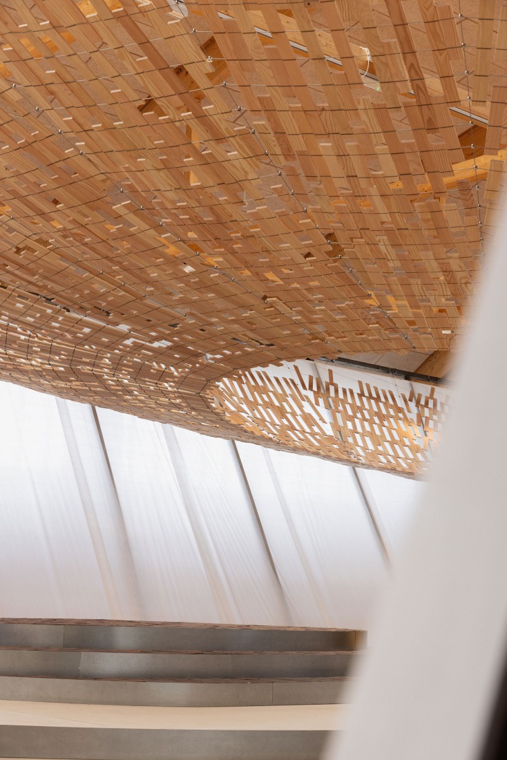 Earth | Tree by Kengo Kuma/KKAA. Installation view at Copenhagen Contemporary 2026. Photograph courtesy of Dinesen.