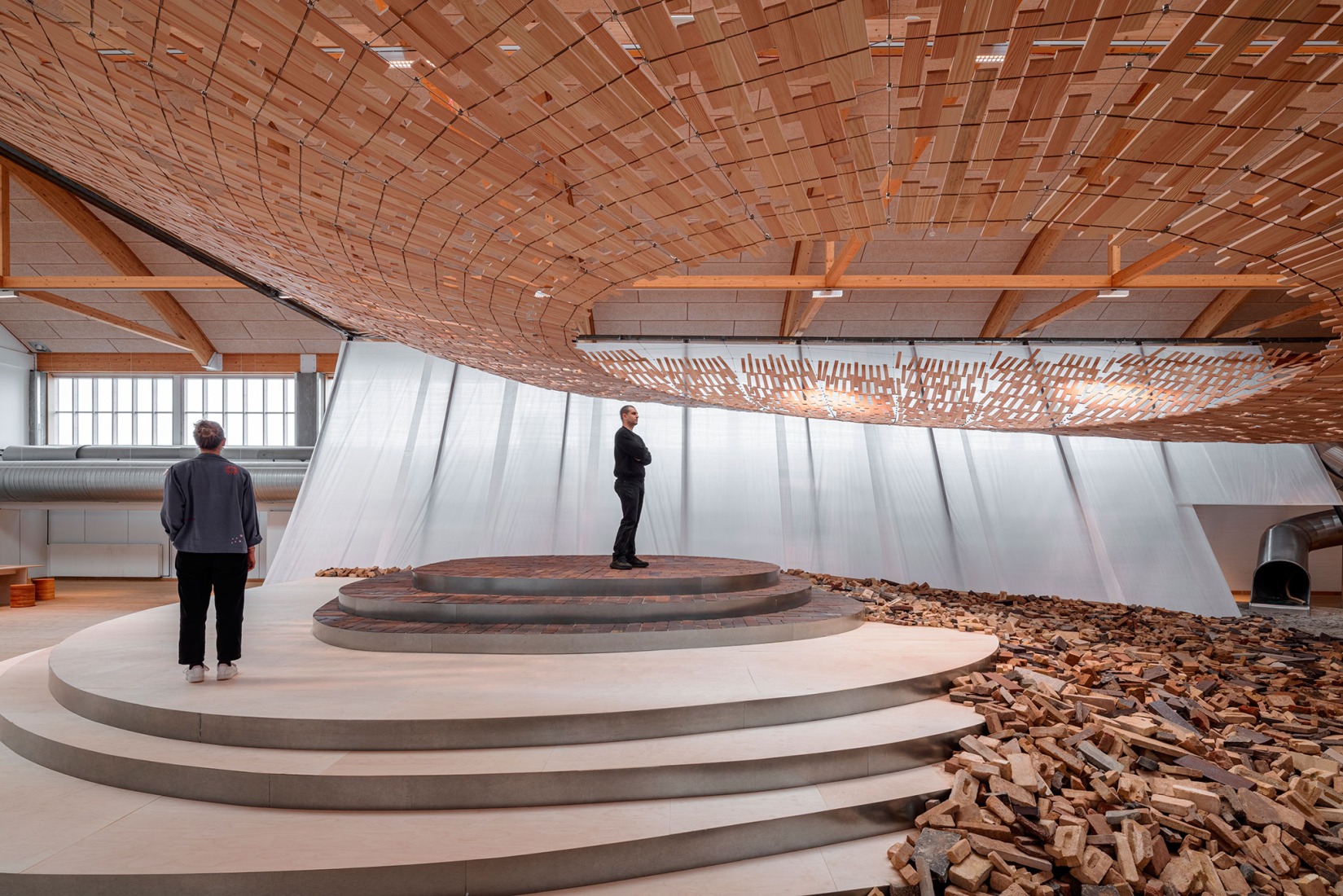 Earth | Tree by Kengo Kuma/KKAA. Installation view at Copenhagen Contemporary 2026. Photograph by Jacopo La Forgia. Courtesy of Dinesen