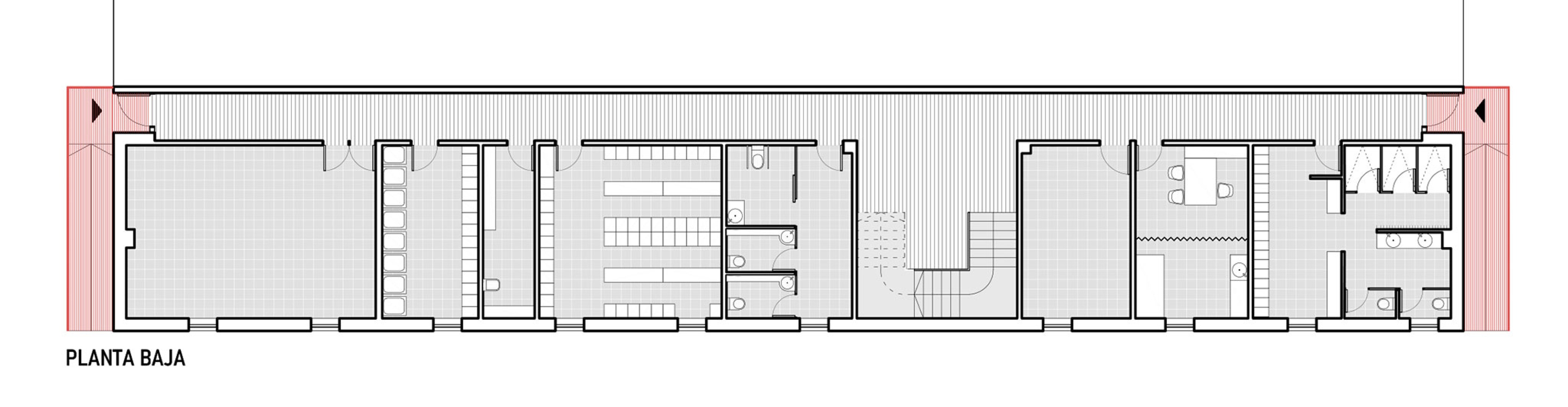 Building 2. Ground floor plan. HTBA office and services complex by Martín Lejarraga.