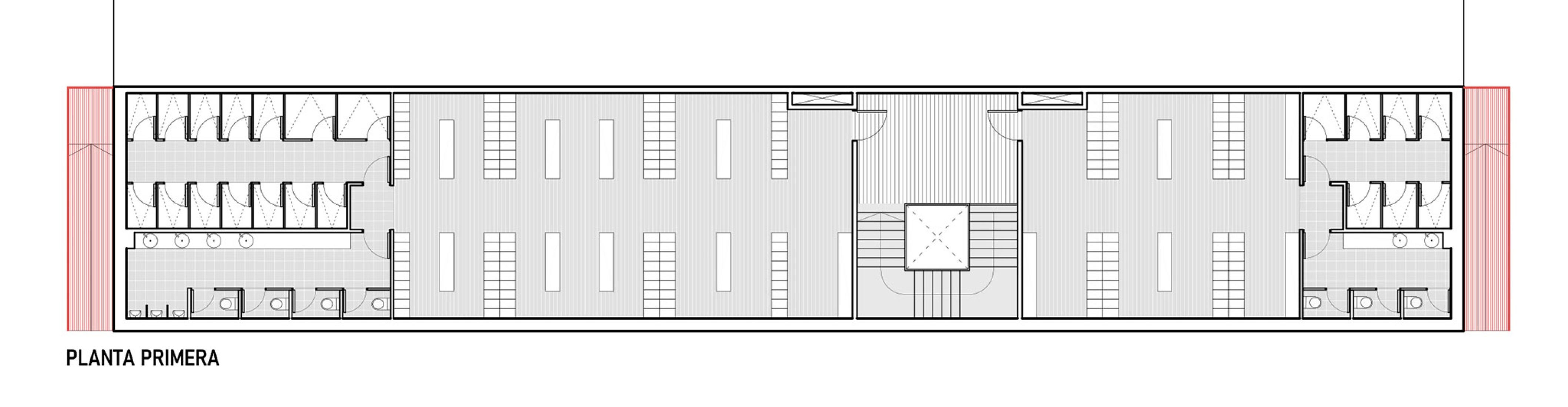 Building 2. First floor plan. HTBA office and services complex by Martín Lejarraga.