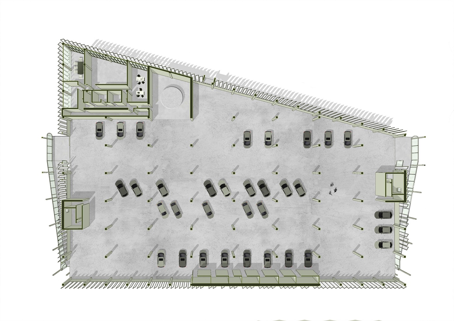 Plano de primera planta. «Leganés Auto Center» por OOIIO Arquitectura.
