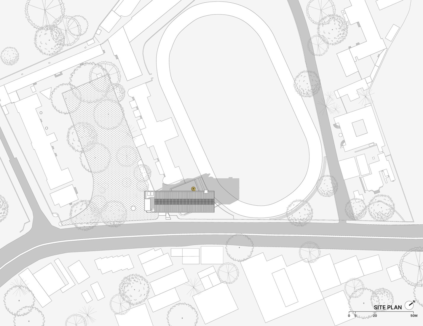 Site plan. "Hoverspace" Extension to the KLE Society Head Office by Thirdspace.