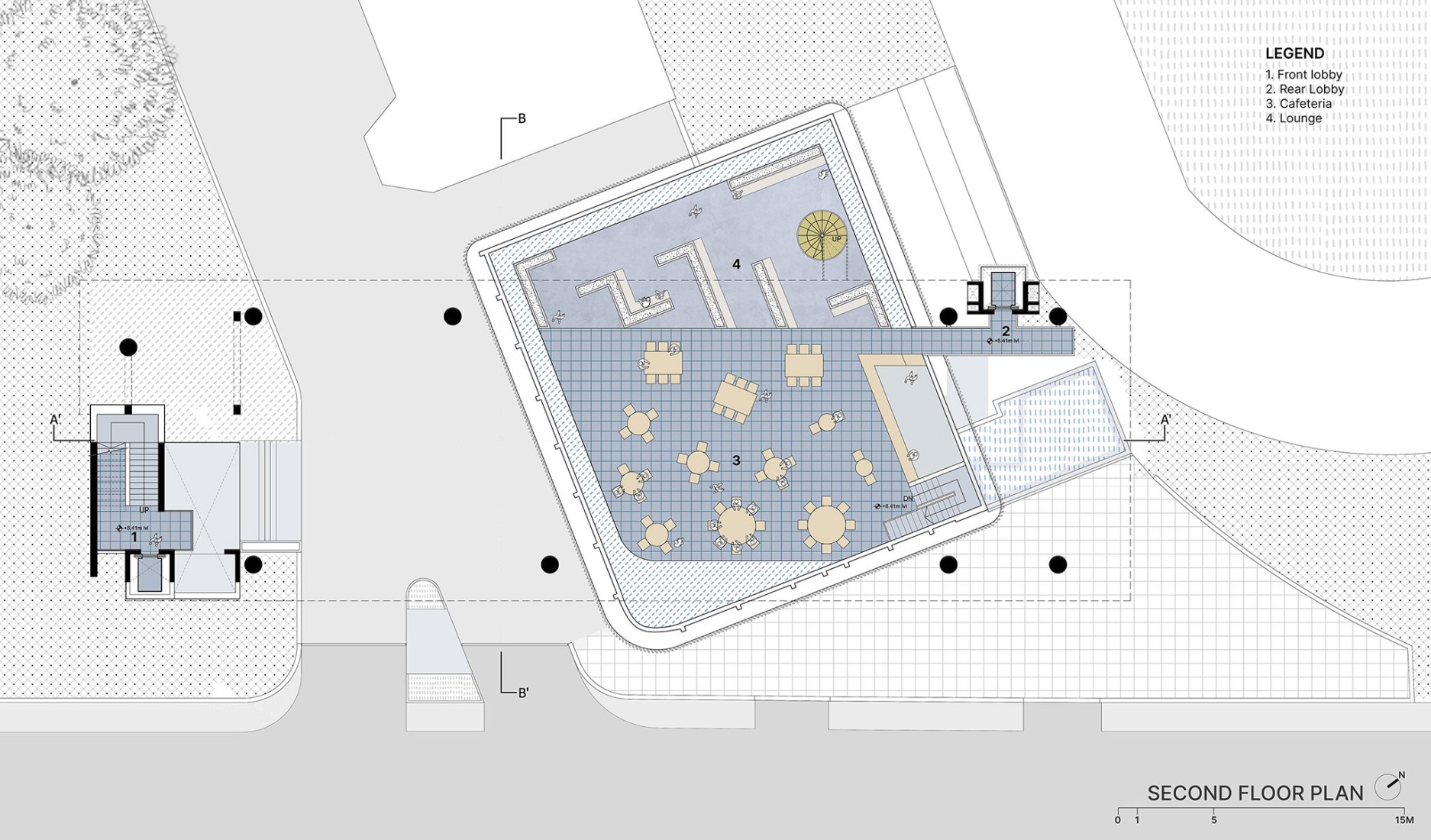 Second floor plan. "Hoverspace" Extension to the KLE Society Head Office by Thirdspace.