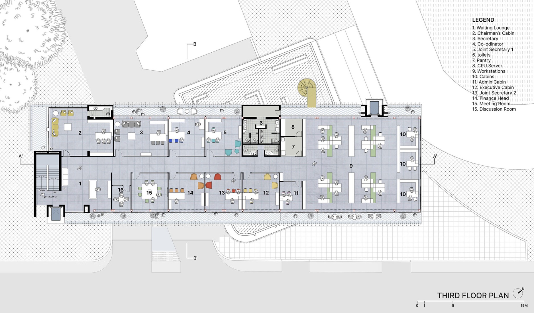 Third floor plan. "Hoverspace" Extension to the KLE Society Head Office by Thirdspace.