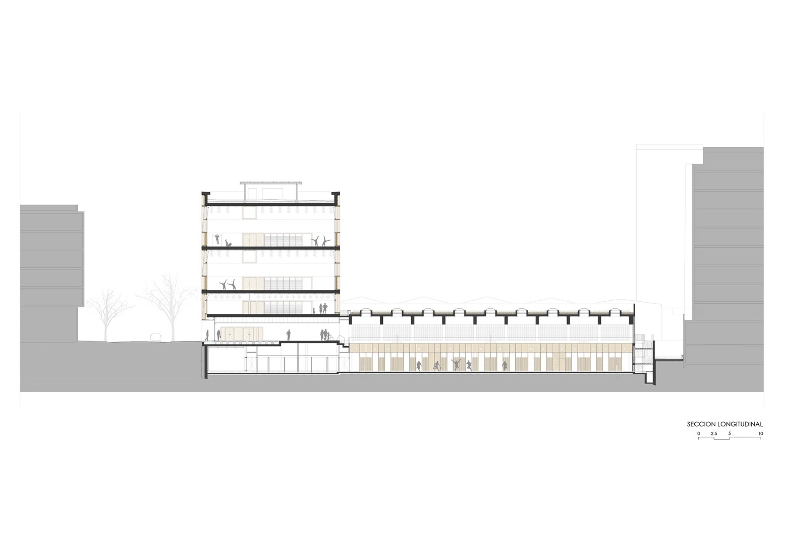 Longitudinal section. CEM Espronceda by BB Arquitectes + conxita balcells.