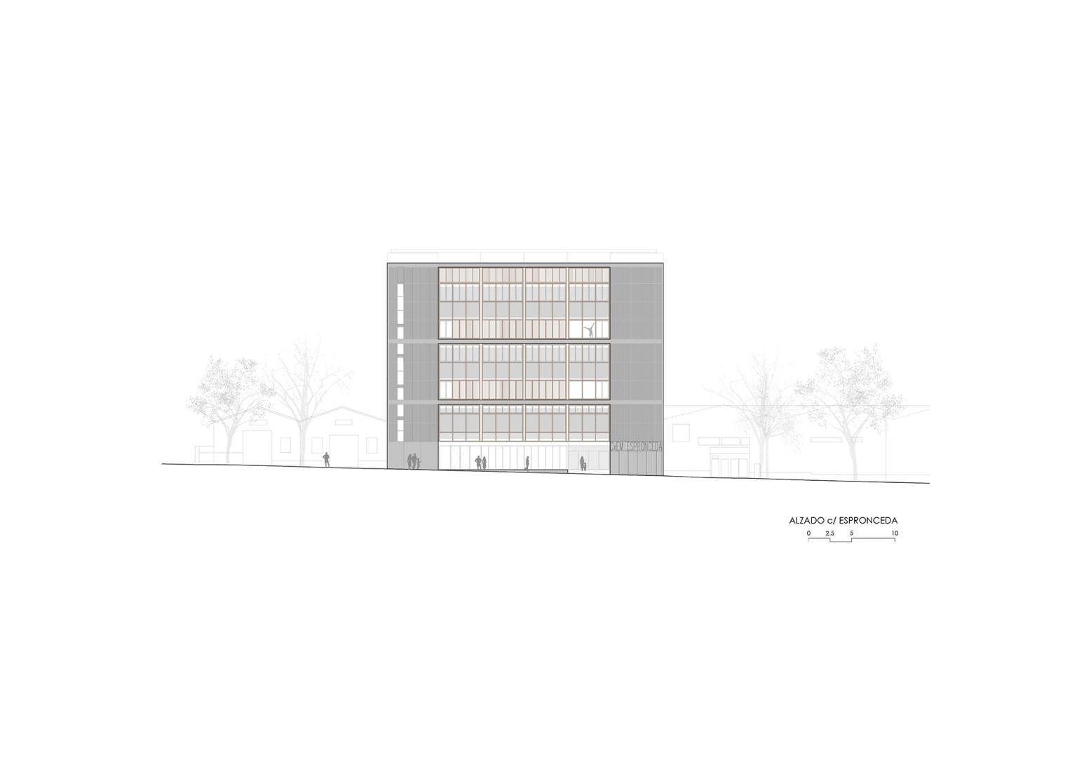 Elevation Espronceda street. CEM Espronceda by BB Arquitectes + conxita balcells.