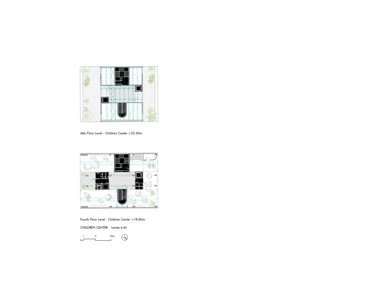 Children Center. Fourth floor plan / Atic floor plan. "Recirculating the Eixample" by Addenda Architects + Flexo Arquitectura.