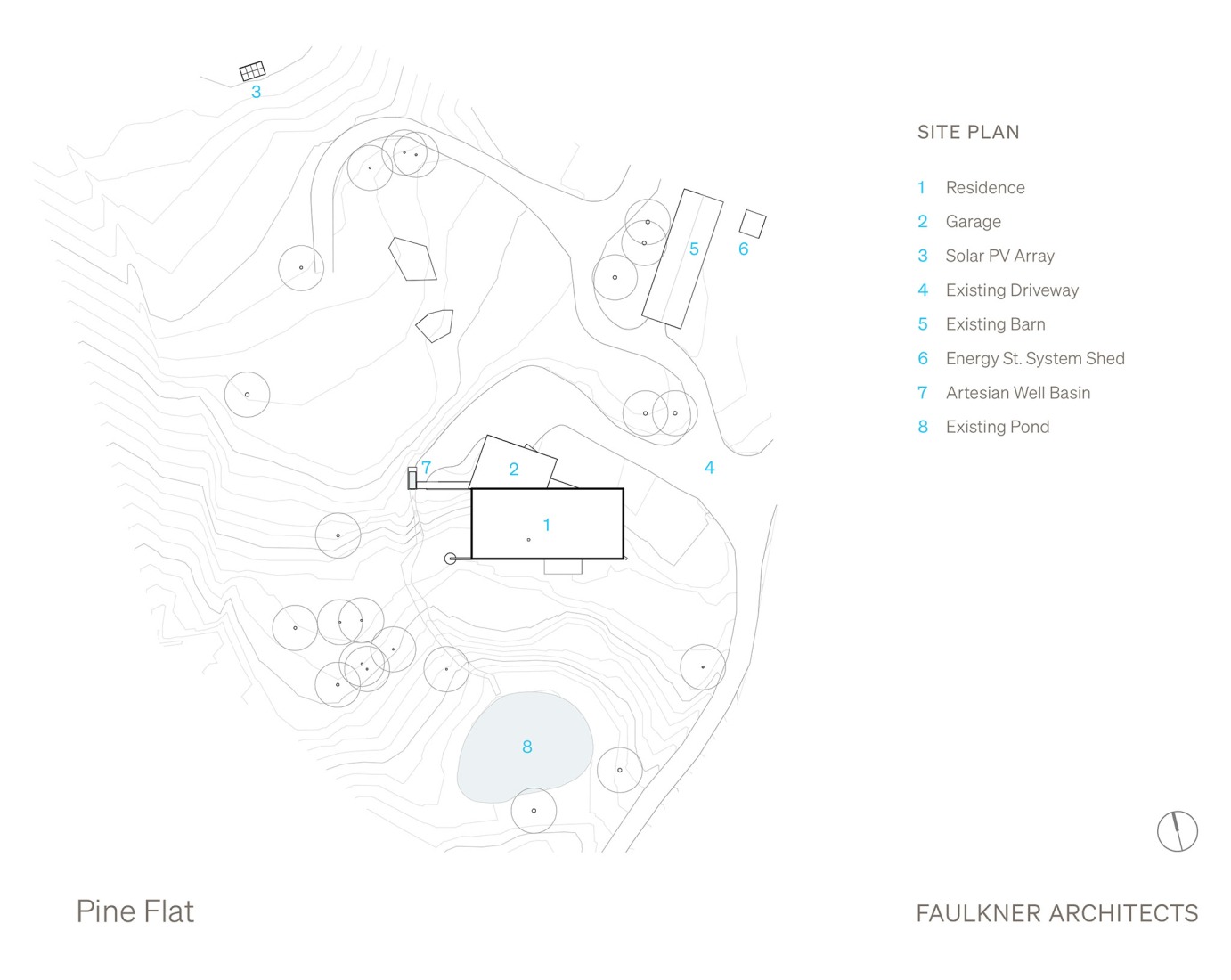 Plano de situación. «Pine Flat» por Faulkner Architects.