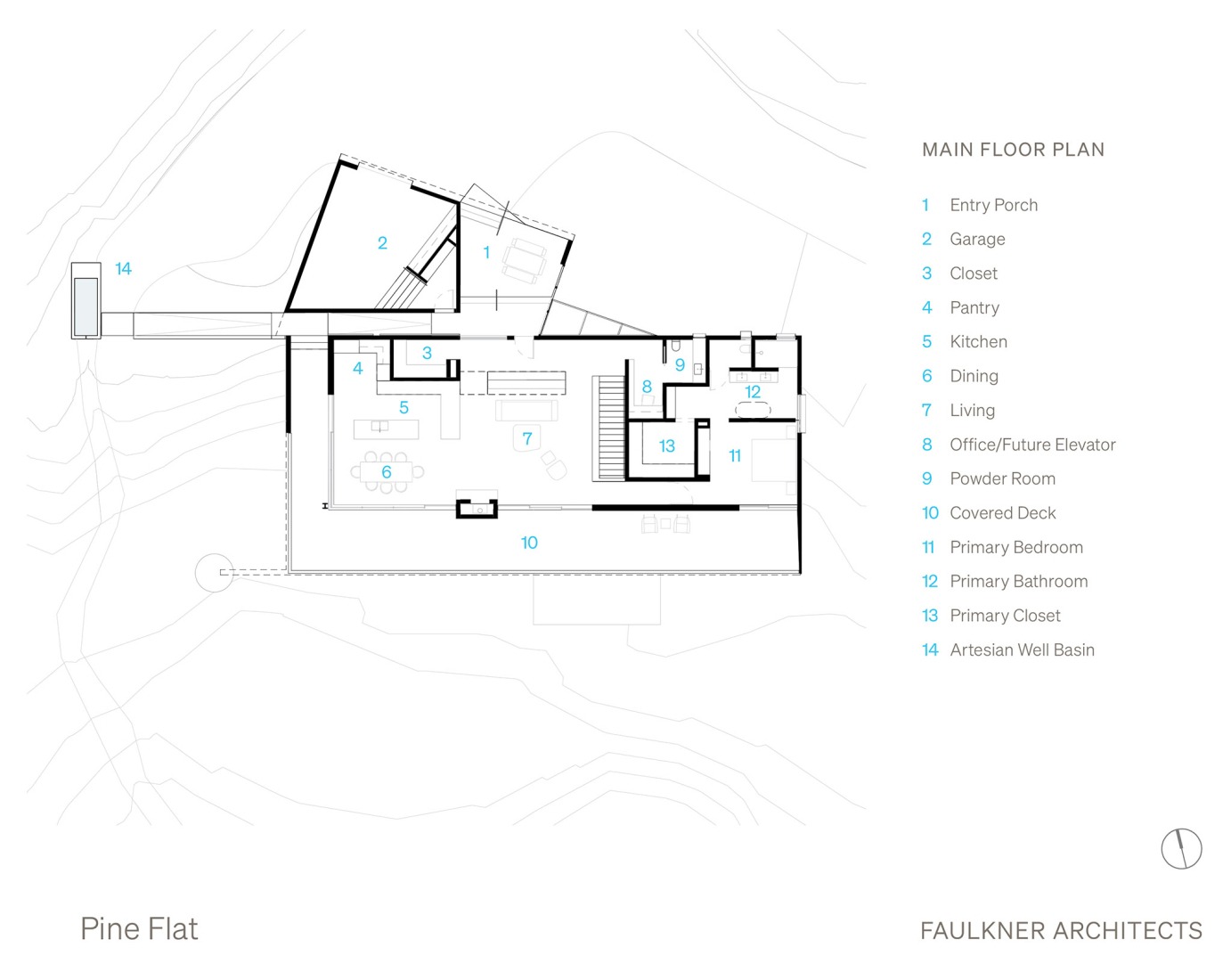 Plano de planta baja. «Pine Flat» por Faulkner Architects.