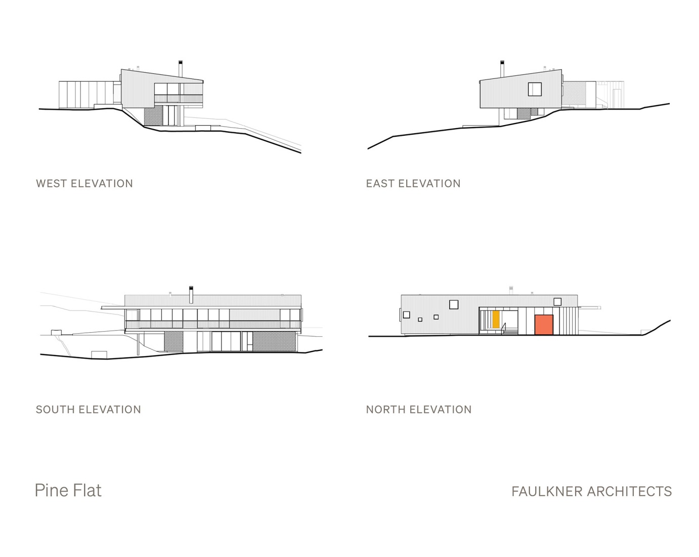 Alzado. «Pine Flat» por Faulkner Architects. 