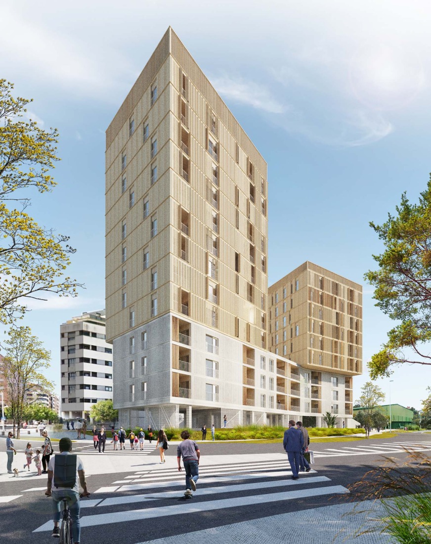 83 subsidized housing units by Nexo Arquitectura + ComboLab + Equipo.exe. Rendering courtesy of Nexo Arquitectura + ComboLab + Equipo.exe.  