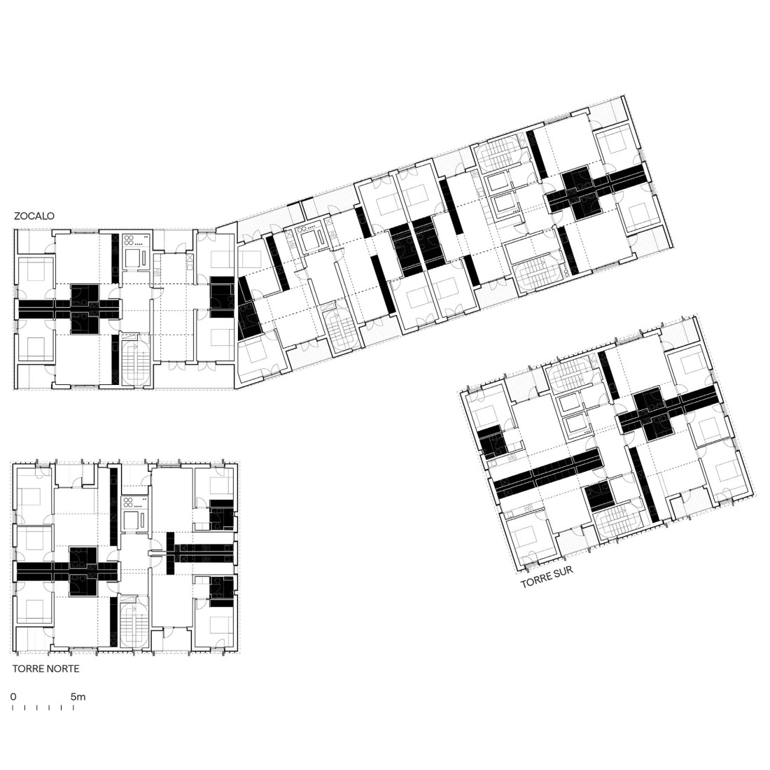 Ground floor plan. 83 subsidized housing units by Nexo Arquitectura + ComboLab + Equipo.exe.