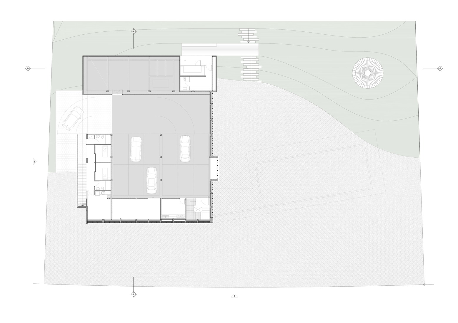 Plano de planta baja. Casa Baroneza por Sabella Arquitetura.