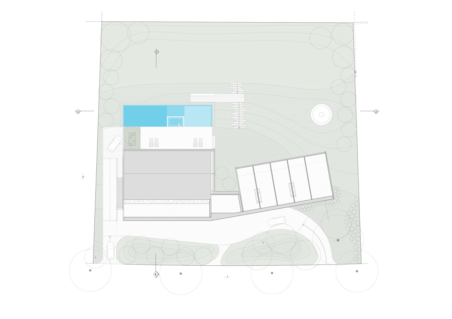 Plano de planta de cubierta. Casa Baroneza por Sabella Arquitetura.