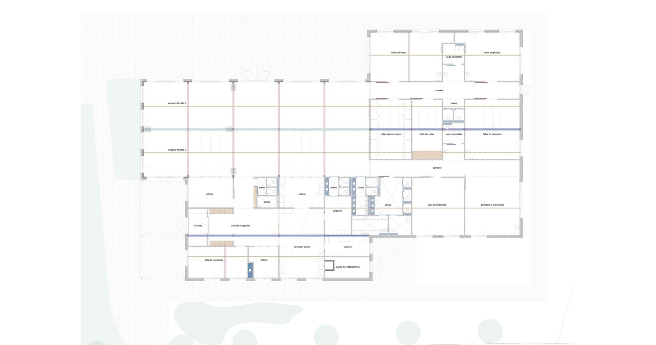 Plano de planta de la sala de recepción. Pegode por ENOF Architectuur. 
