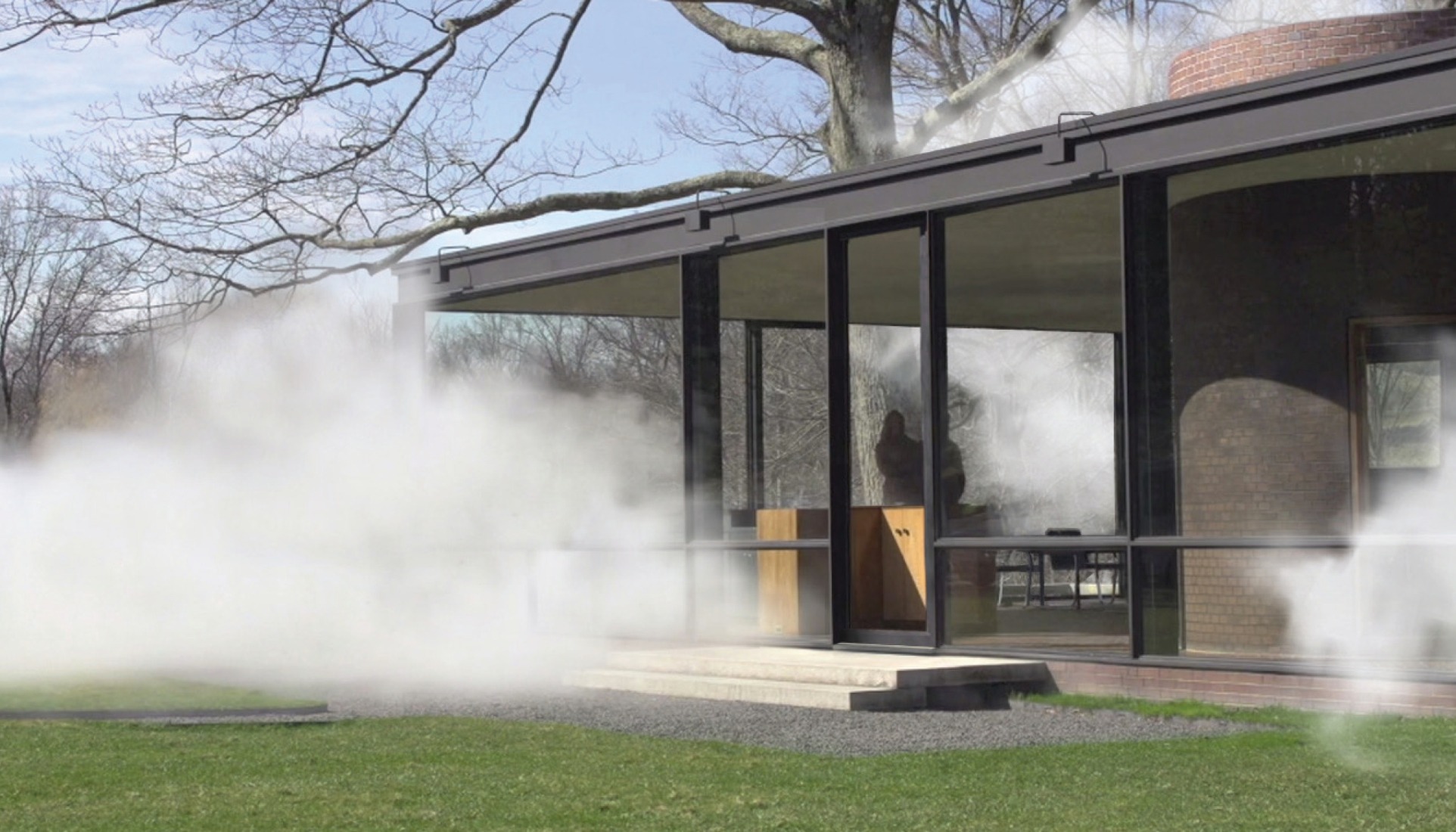 Rendering of Fujiko Nakaya: Veil at the Glass House, image courtesy of the Glass House and Fujiko Nakaya.