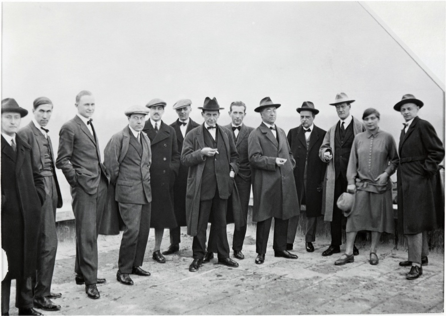 Masters on the roof of the Bauhaus building c.-1926. Courtesy Bauhaus Archiv. Berlin. Centre Pompidou Paris.