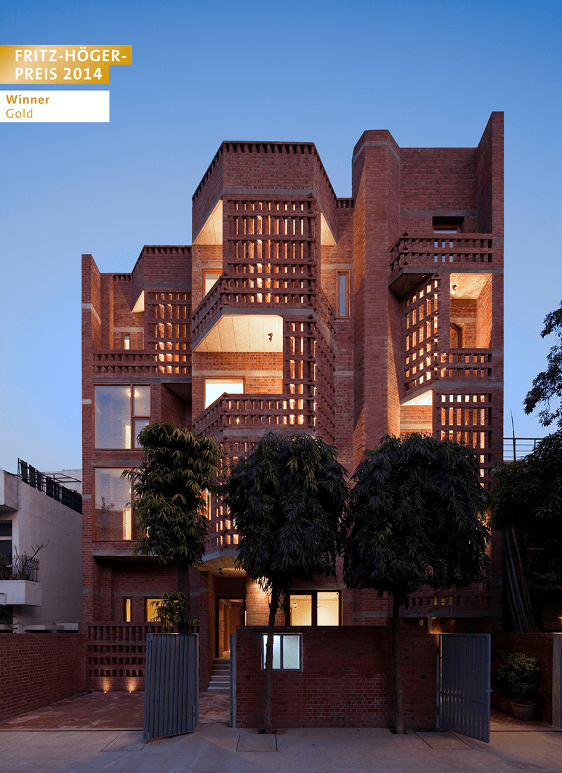 GOLD for Residential / Apartment Buildings: Defence Colony Residence, New Delhi, India / vir.mueller architects. Photography © Andre J. Fanthome.