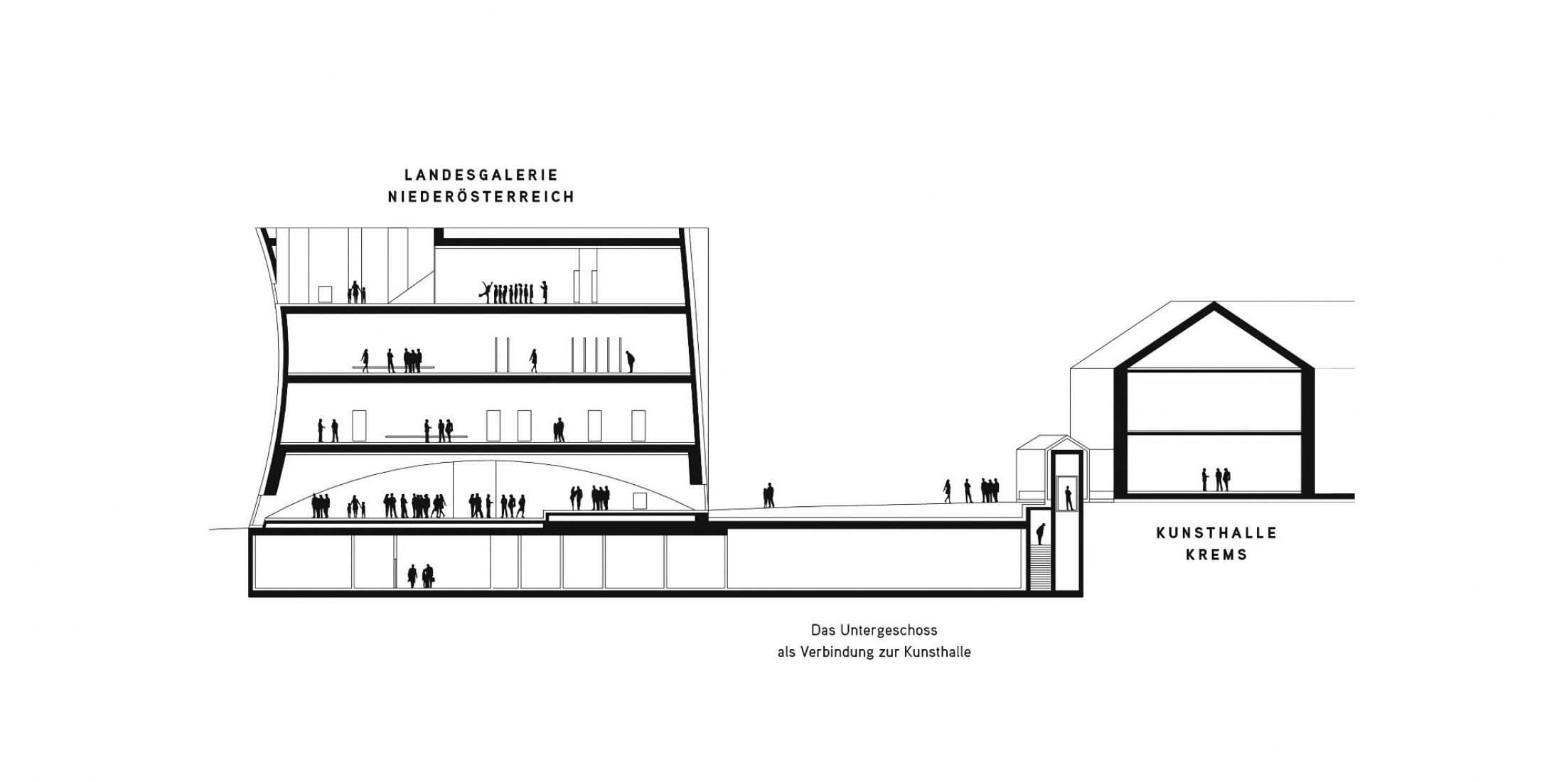 Sección. Galería Estatal de la Baja Austria por Marte.Marte Architekten.
