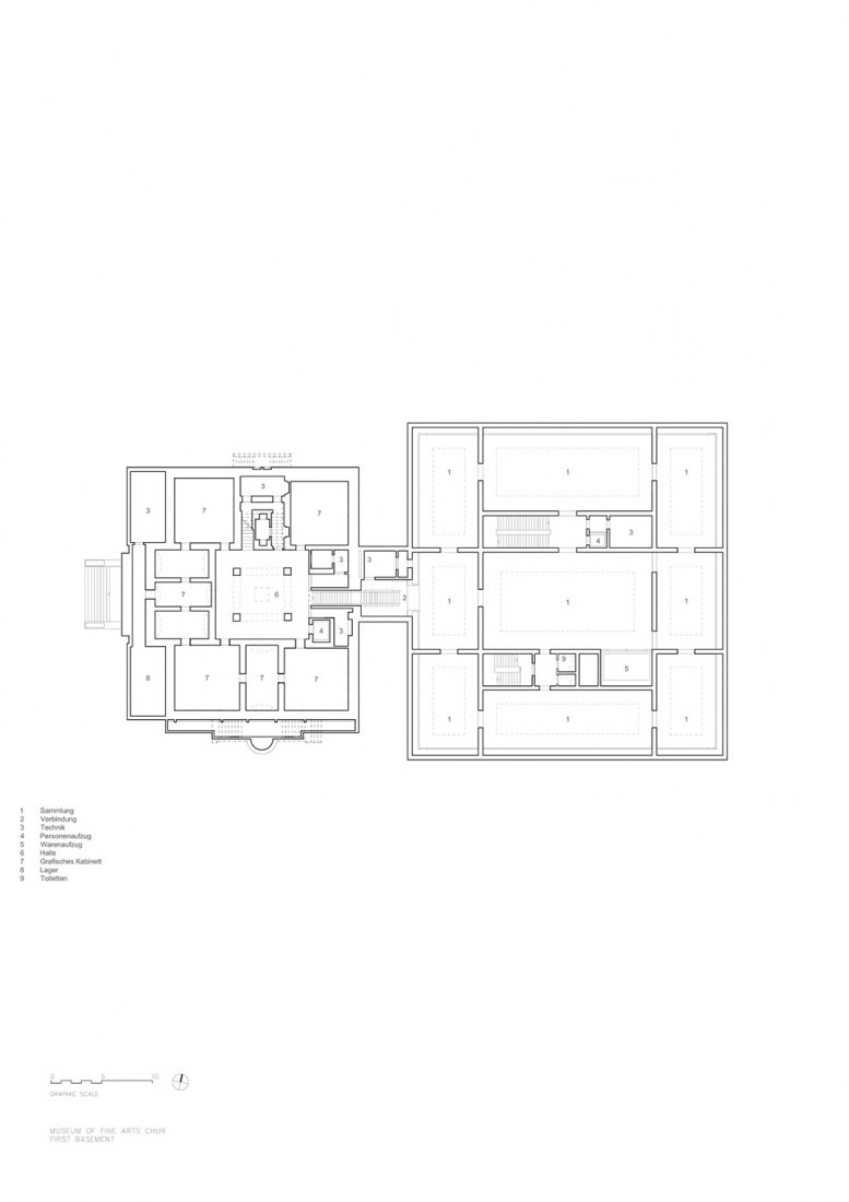 Basemente floor plan. Bündner Kunstmuseum by Barozzi&Veiga. 