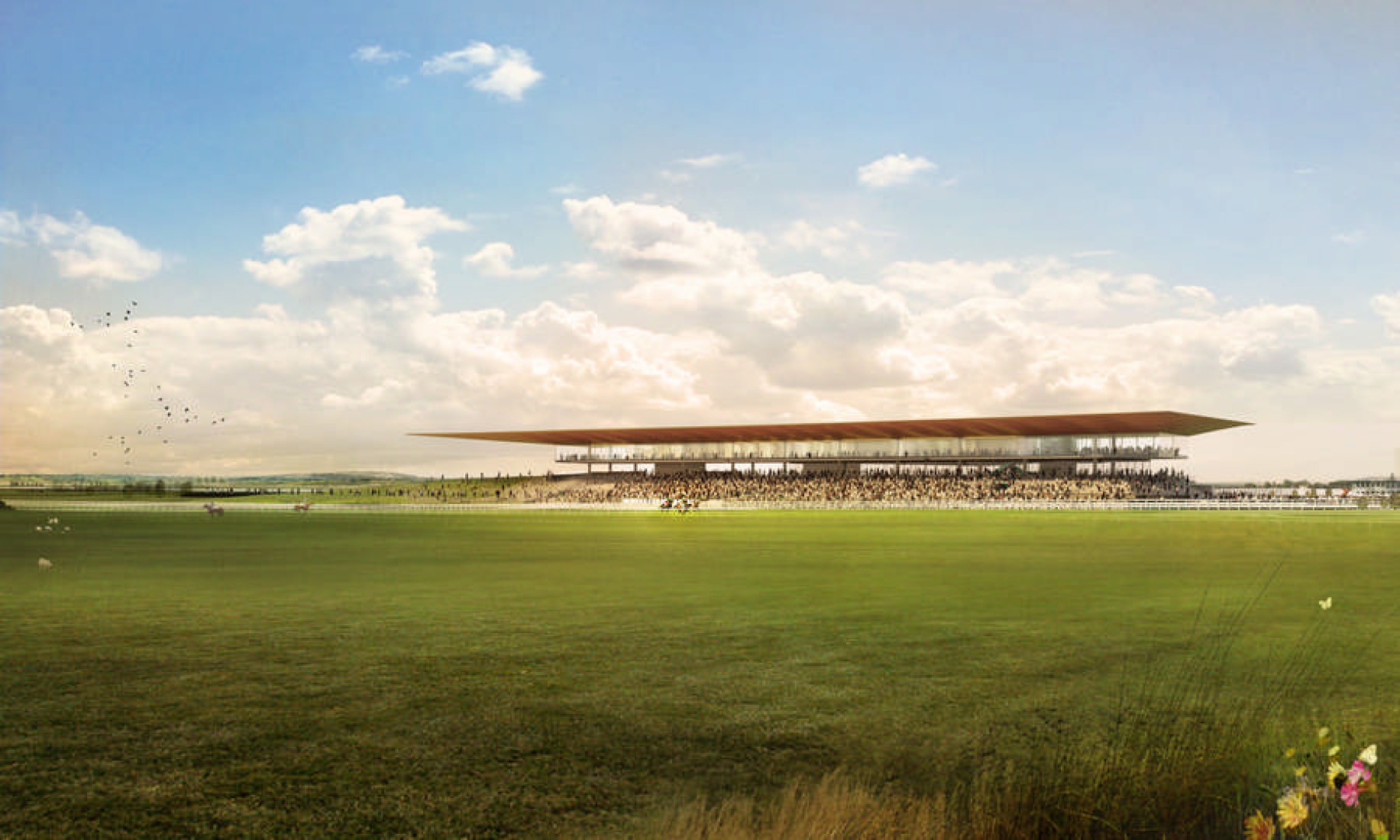 Rendering. The Curragh Racecourse by Grimshaw Architects.