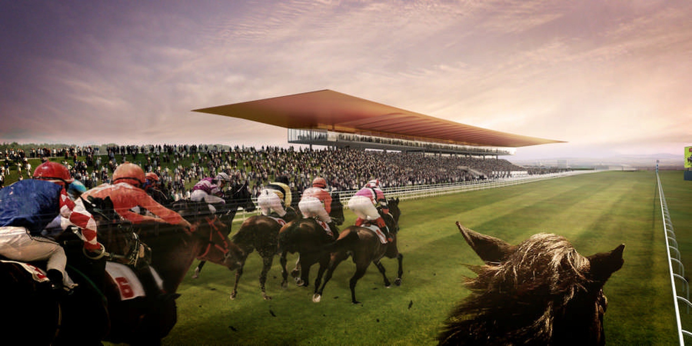 Rendering. The Curragh Racecourse by Grimshaw Architects. 