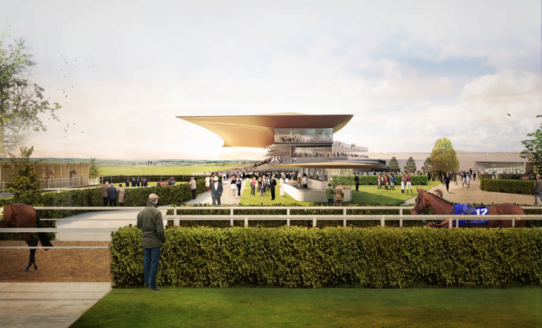 Rendering. The Curragh Racecourse by Grimshaw Architects.