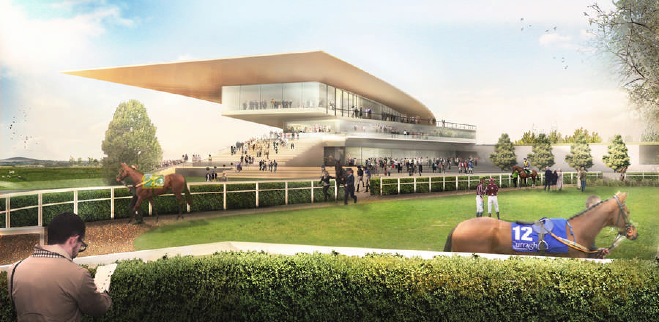 Rendering. The Curragh Racecourse by Grimshaw Architects.