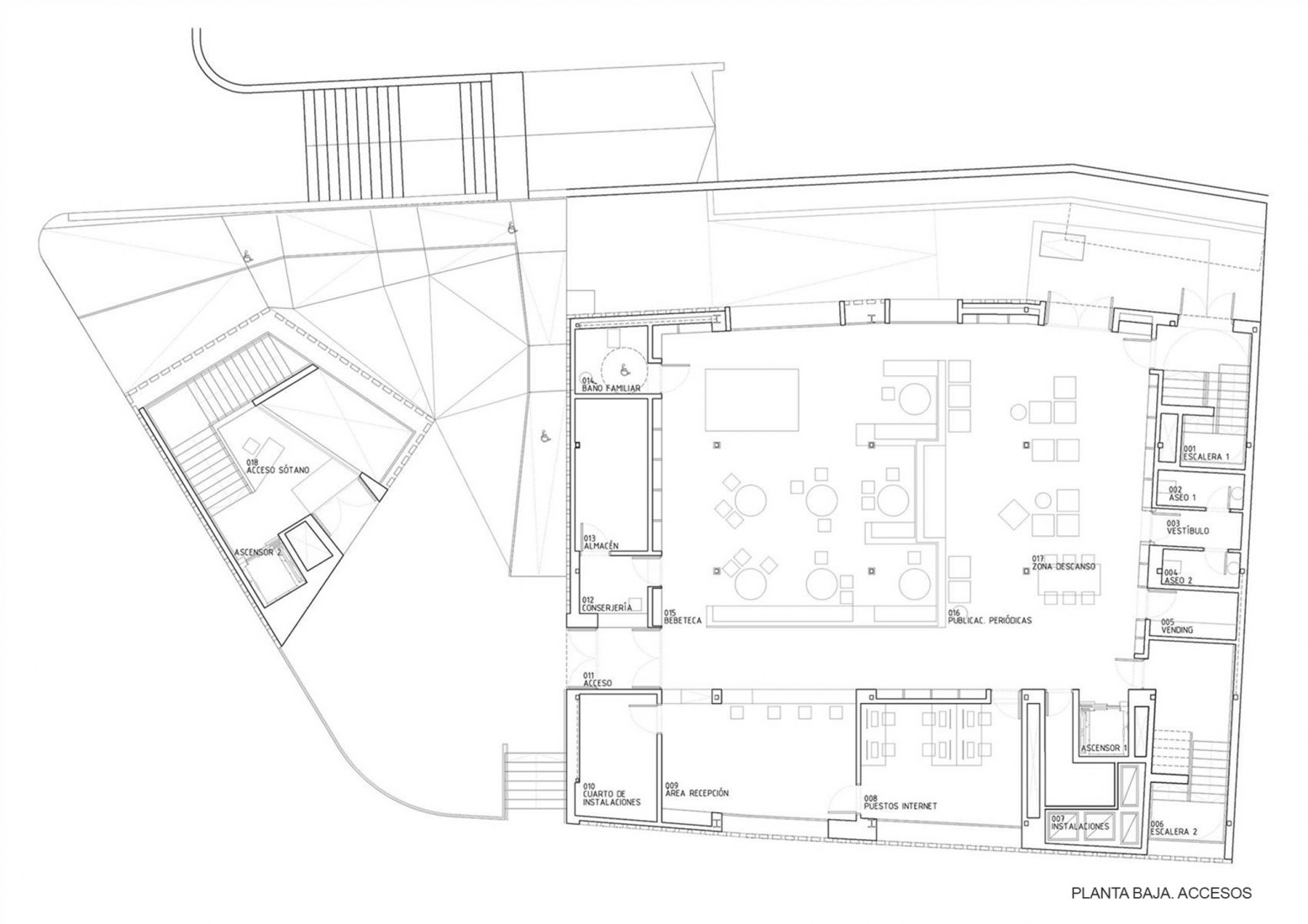 Planta baja. Planta baja. Rehabilitación de la Casa de la Cultura por Extudio, Matos Castillo Arquitectos y Toni Gelabert Arquitecte.
