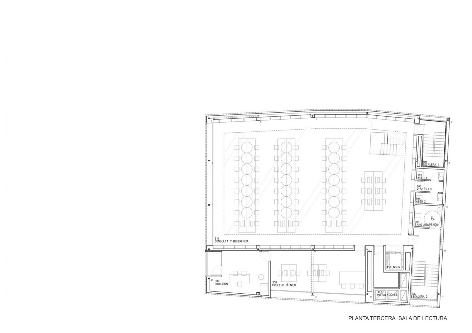 Tercera planta. Rehabilitación de la Casa de la Cultura por Extudio, Matos Castillo Arquitectos y Toni Gelabert Arquitecte.