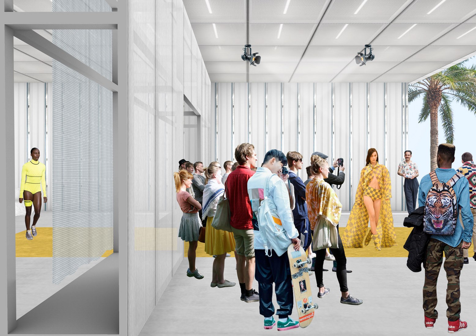 Muro movil desde el interior, visualización. Off-White Miami c/o Virgil Abloh™ y AMO