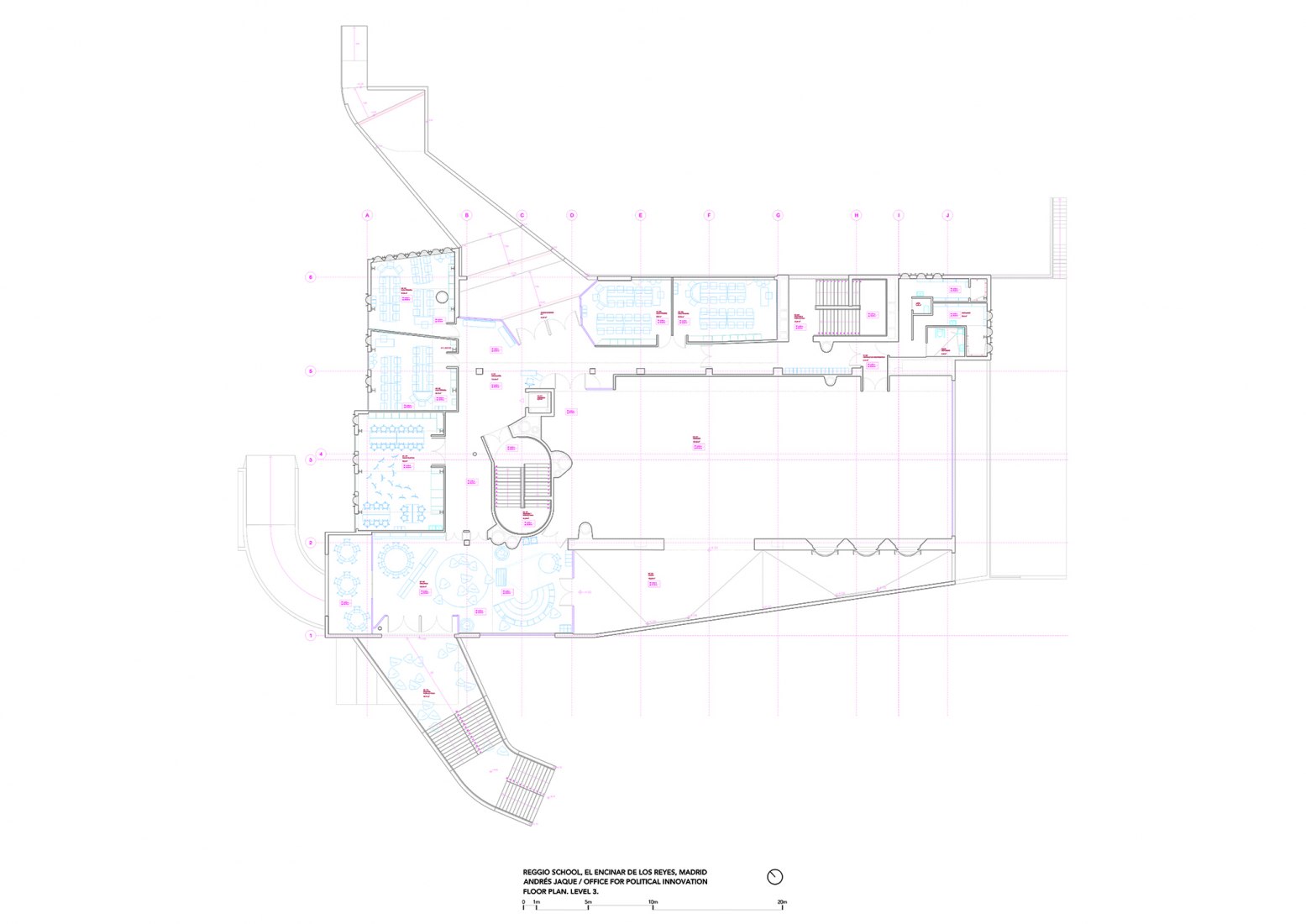 Plano de planta tercera. Colegio Reggio por Andrés Jaque.