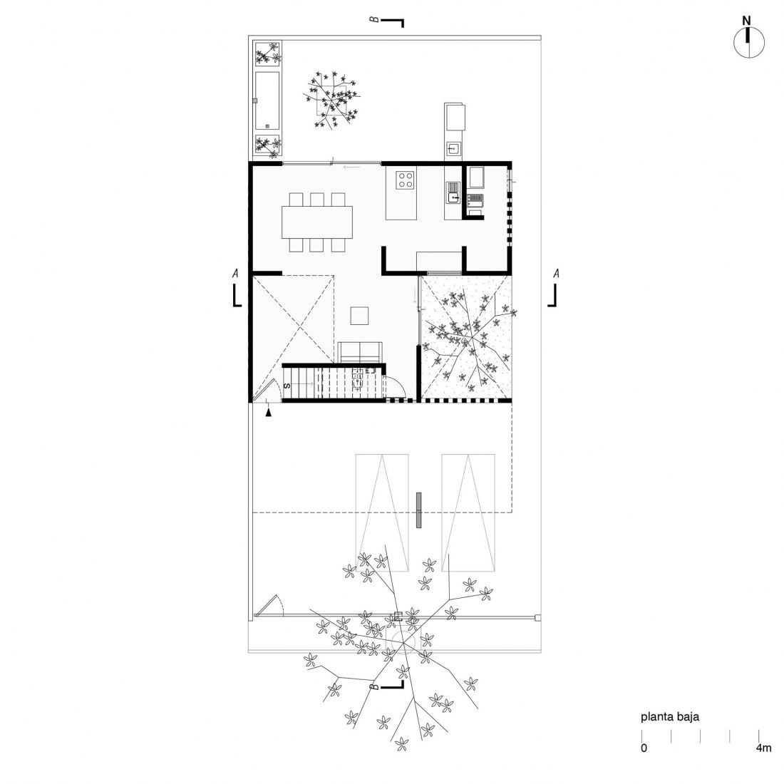 Ground floor plan. House Tres Cubiertas by ARKRAFT