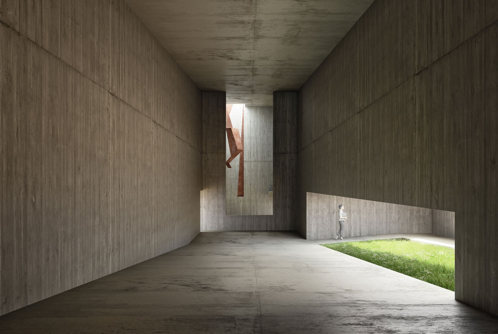 Imagen 3D. Pabellón de arte en Saya Park por Alvaro Siza y Carlos Castanheira. Fotografía por Fernando Guerra, FG+SG – Fotografia de Arquitectura.
