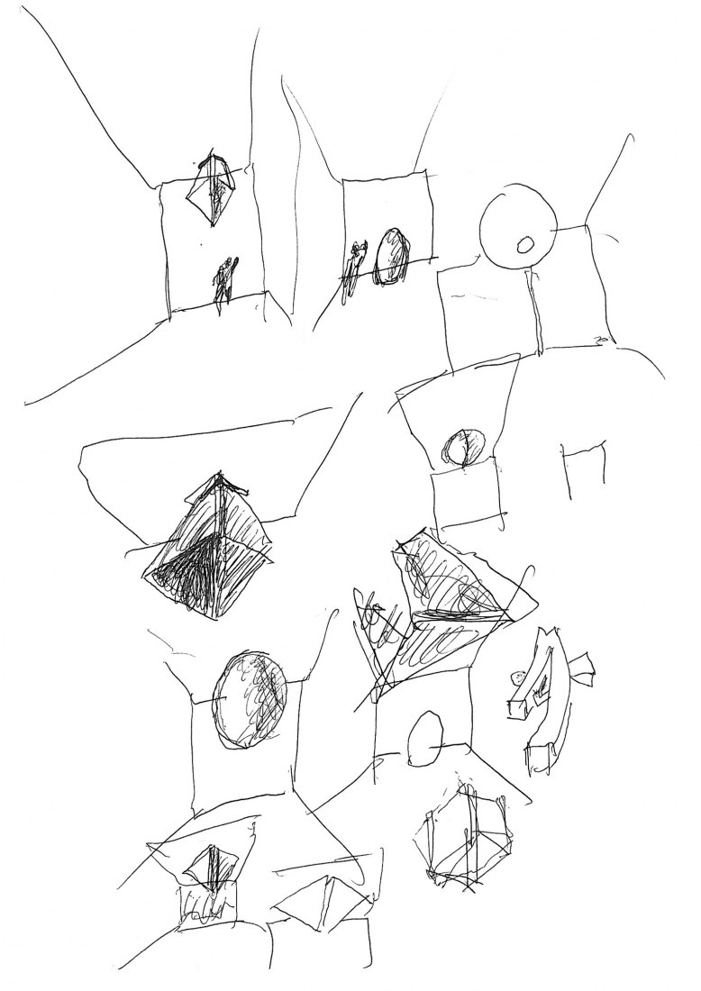 Croquis. Pabellón de arte en Saya Park por Alvaro Siza y Carlos Castanheira. Fotografía por Fernando Guerra, FG+SG – Fotografia de Arquitectura.