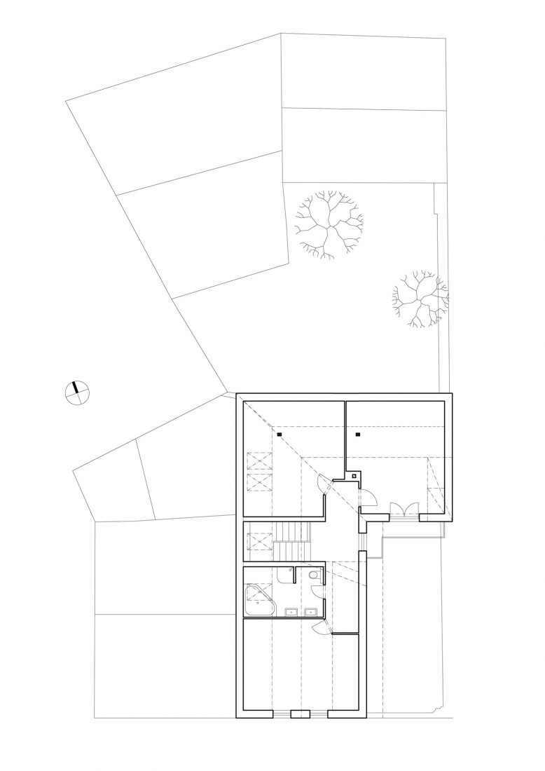 Planta primera - estado previo. Casa Kozina por Atelier 111 architekti.