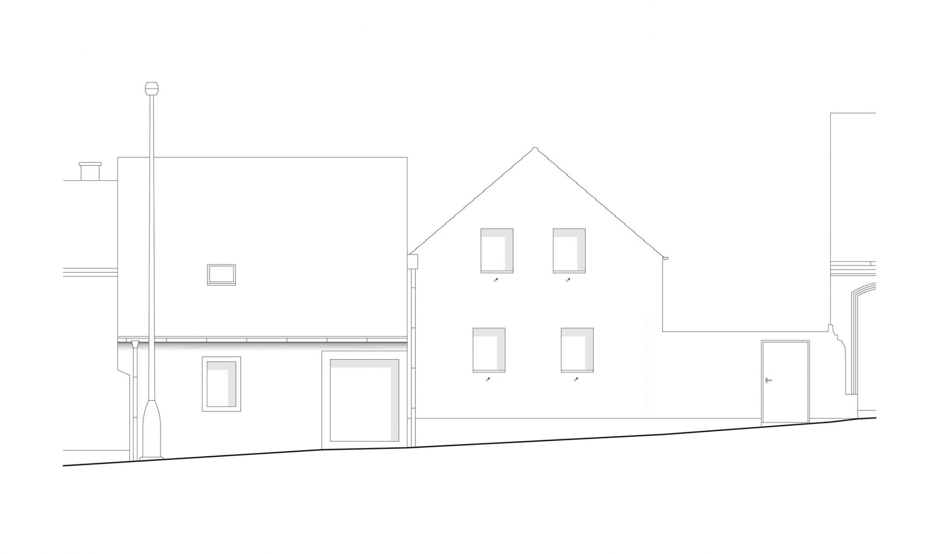 Alzado sur. Casa Kozina por Atelier 111 architekti.