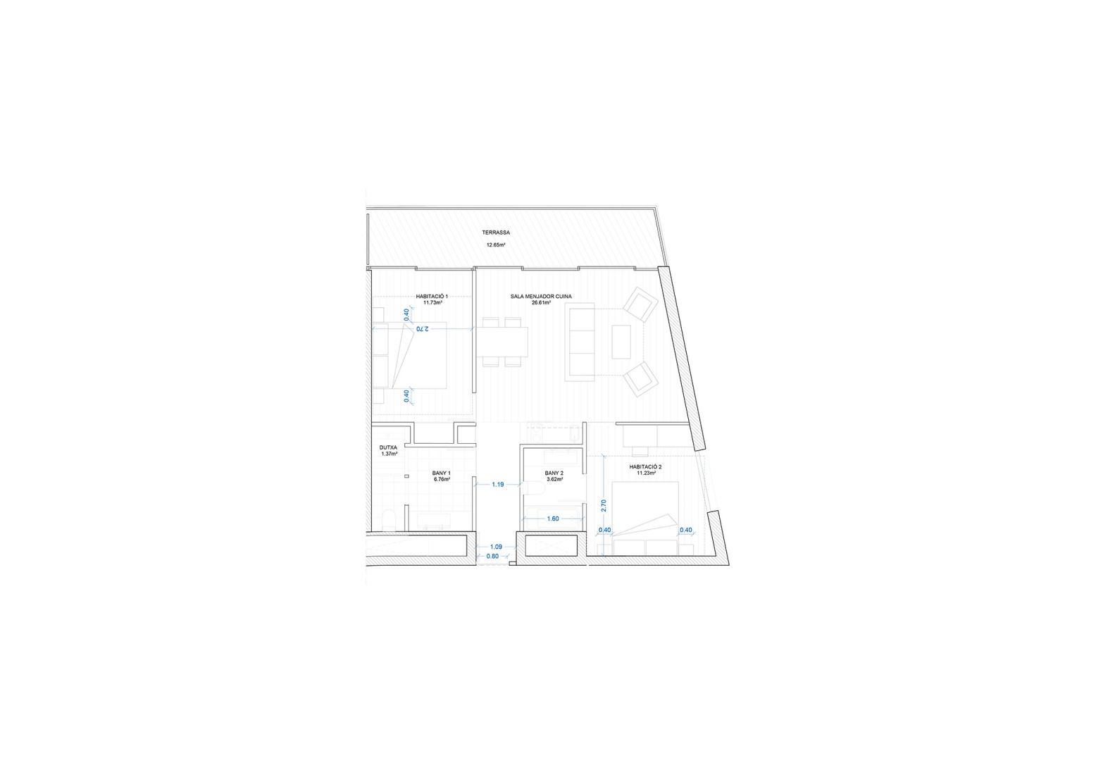 Type housing floor plan. Tembo Suites Port Forum Barcelona by aZCON + HYBRIDa.