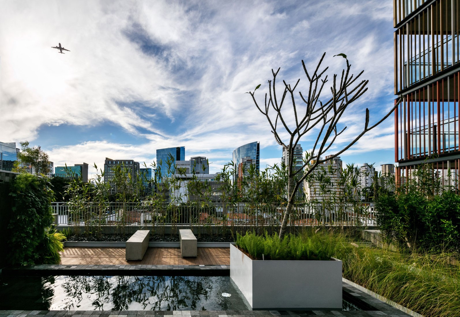 Terrace. Forma Itaim Tower by b720 Fermín Vázquez Arquitectos. Photograph by Nelson Kon