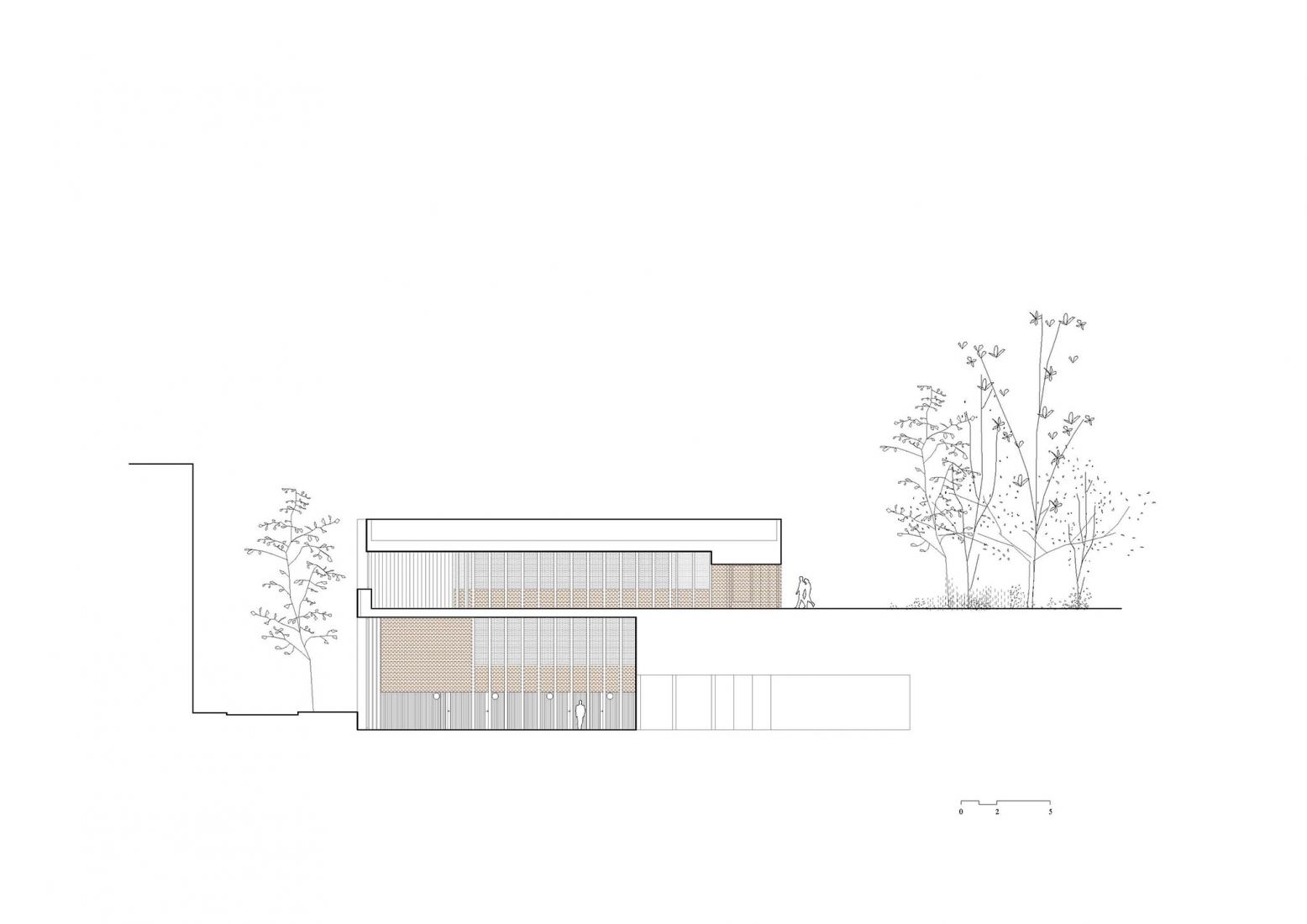 Plano de sección. Centro de tratamientos ambulatorios en Granollers por BAAS arquitectura + CASA Solo.