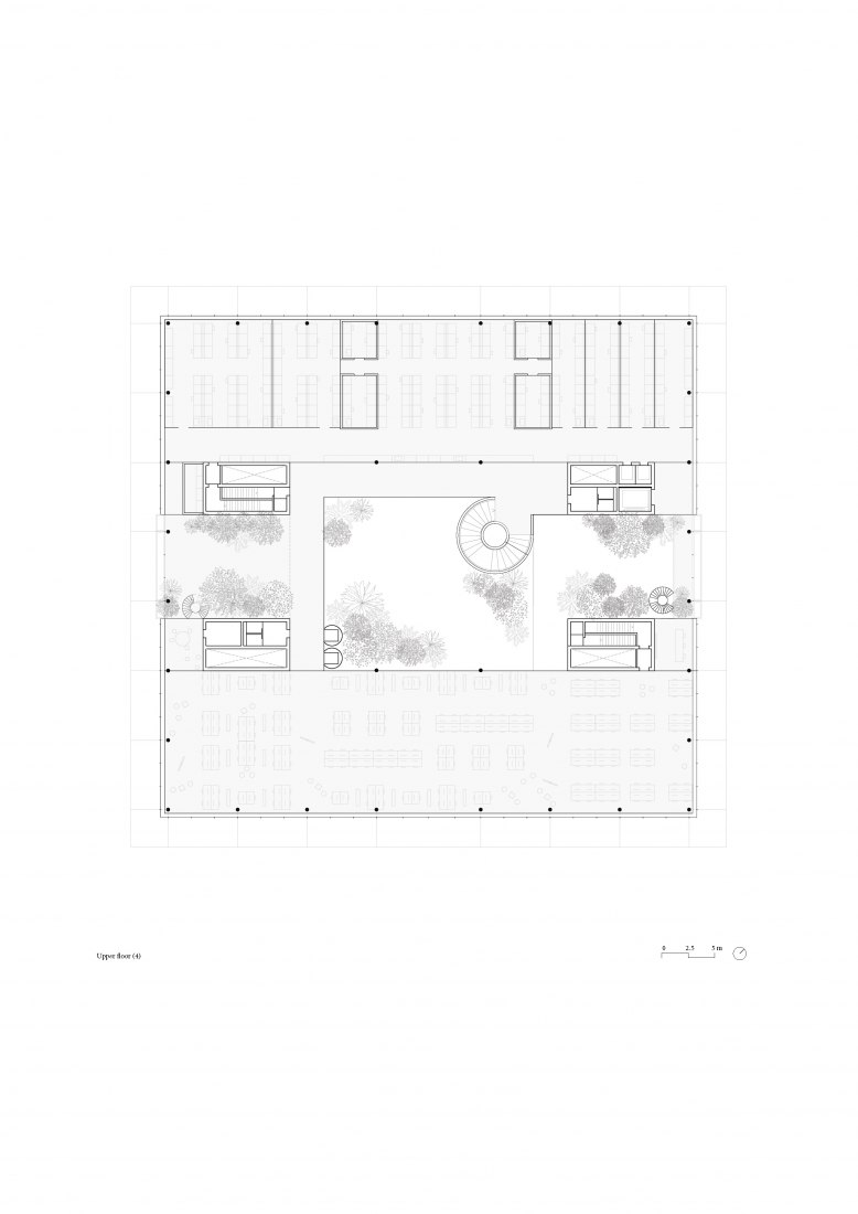 Fourth floor plan. New building of the Barcelona Institute of Science and Technology by Barozzi Veiga. Image courtesy of Barozzi Veiga.