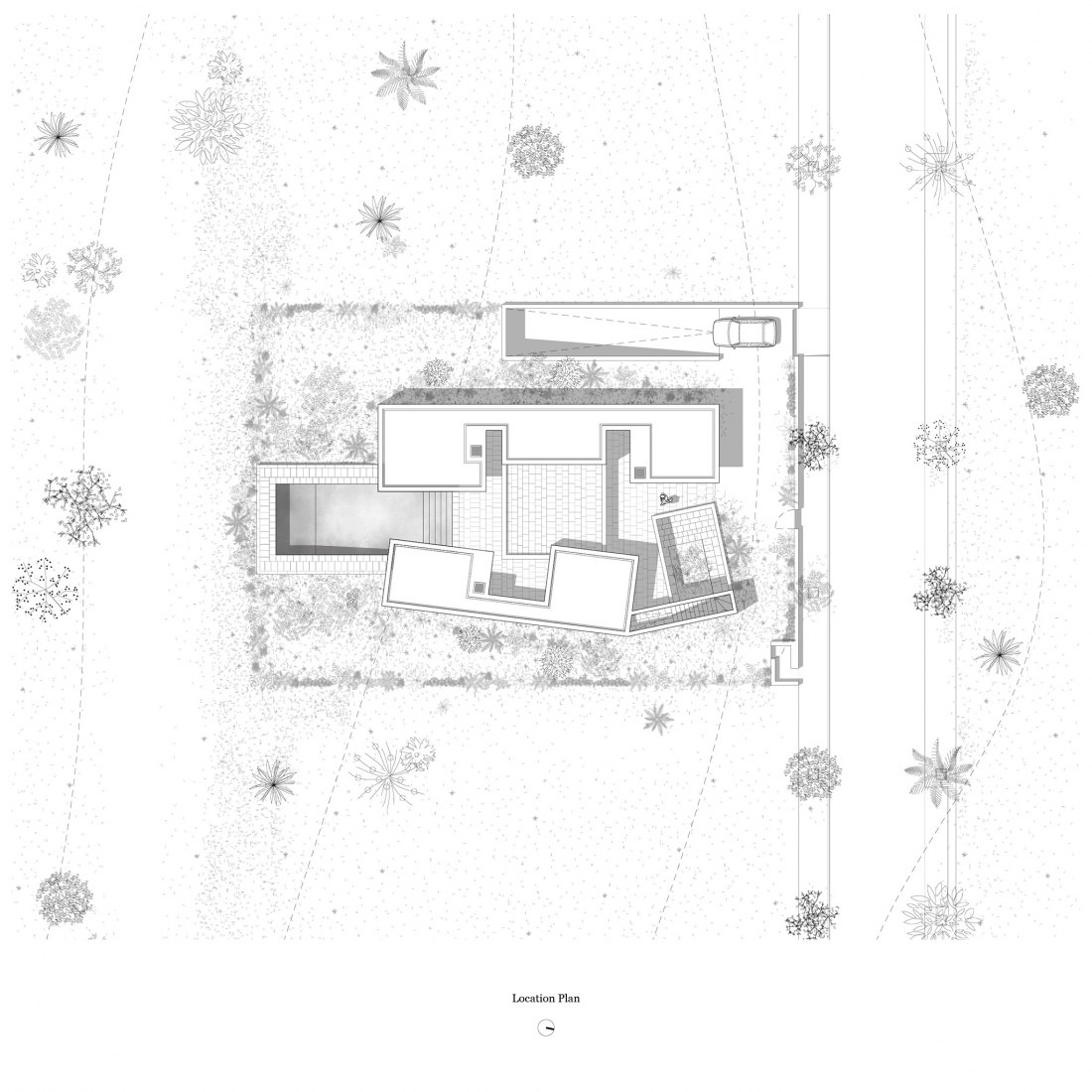 Plano de emplazamiento. Entre Dos Muros Blancos por Corpo Atelier.